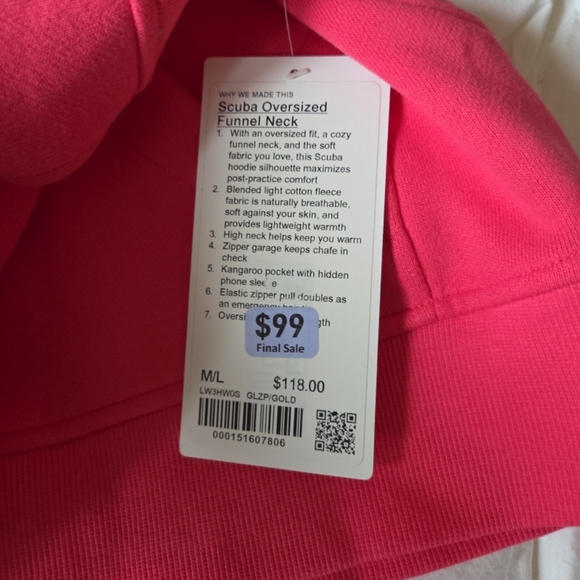 Lululemon Hot Pink Scuba - Picture 3 of 4